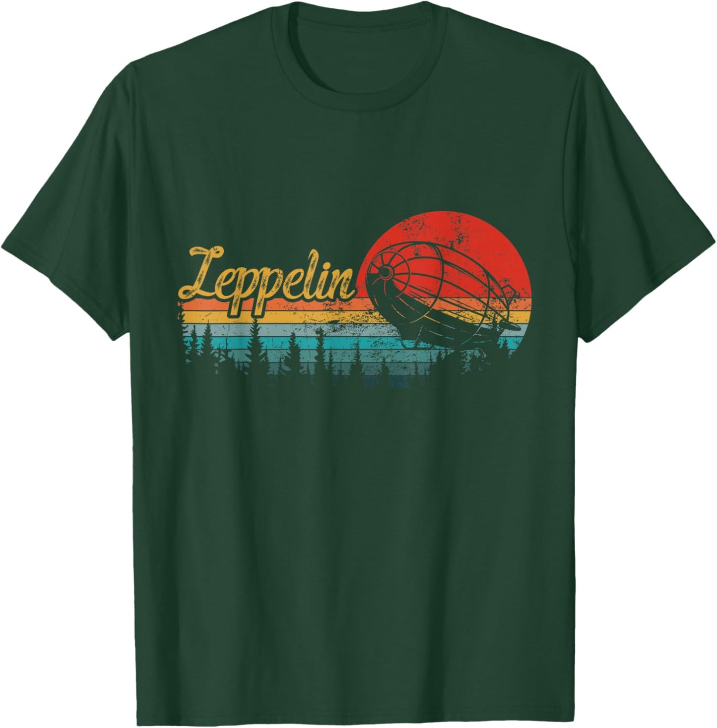 Retro Zeppelin 70s Dirigible Blimp Airship Zepelin Zepplin T-Shirt - T-Shirt | Forest