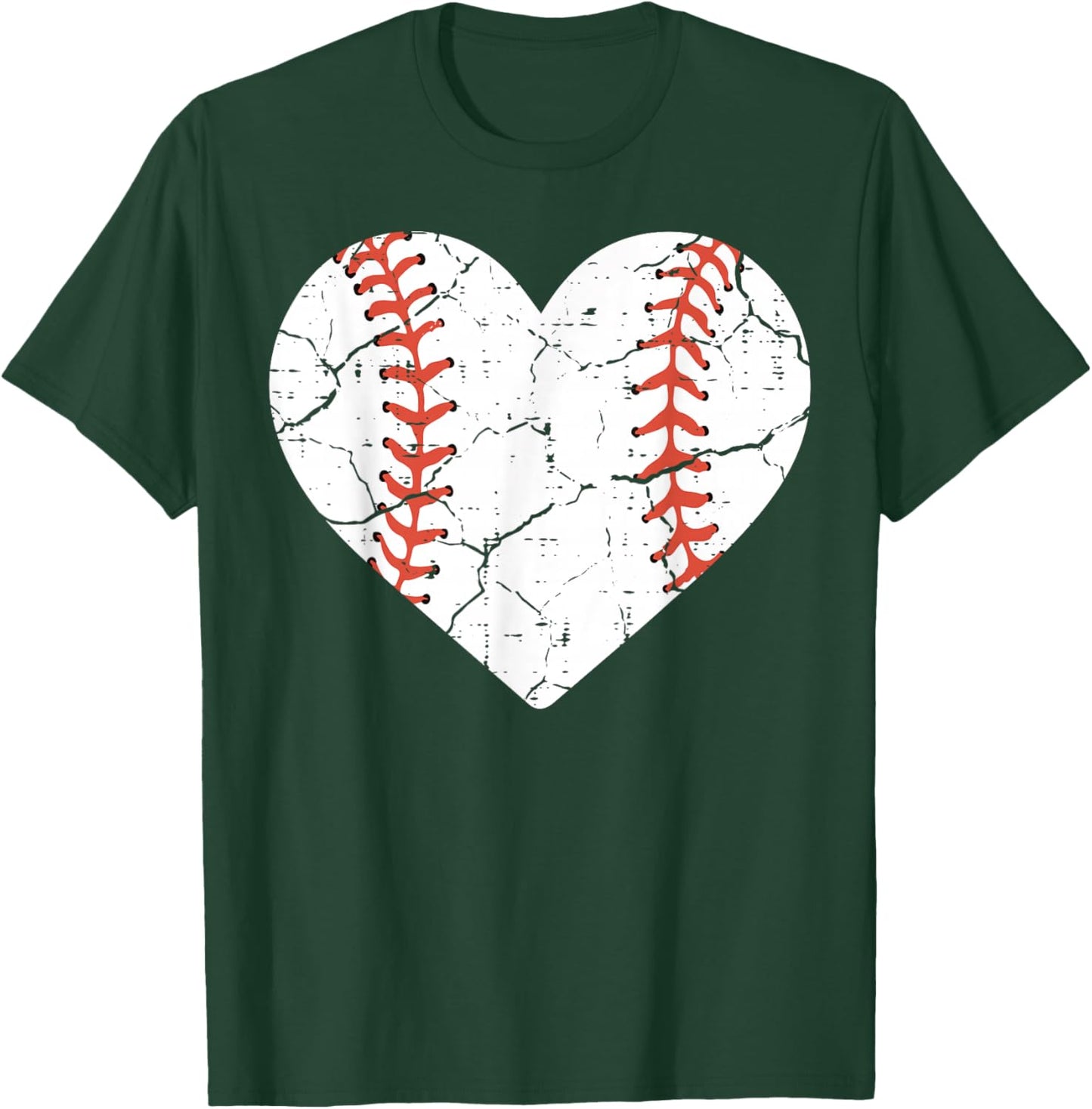 Baseball Heart Sports Player Coach Fan Women Girls T-Shirt - T-Shirt | Forest