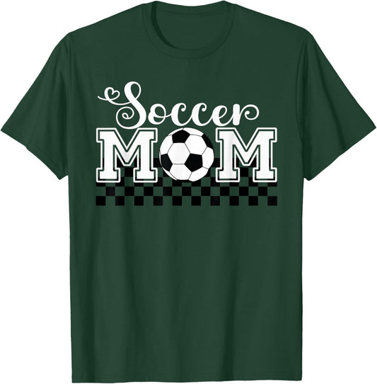 Soccer Mom Soccer Mama Checkered Mothers Day Retro T-Shirt - T-Shirt | Forest