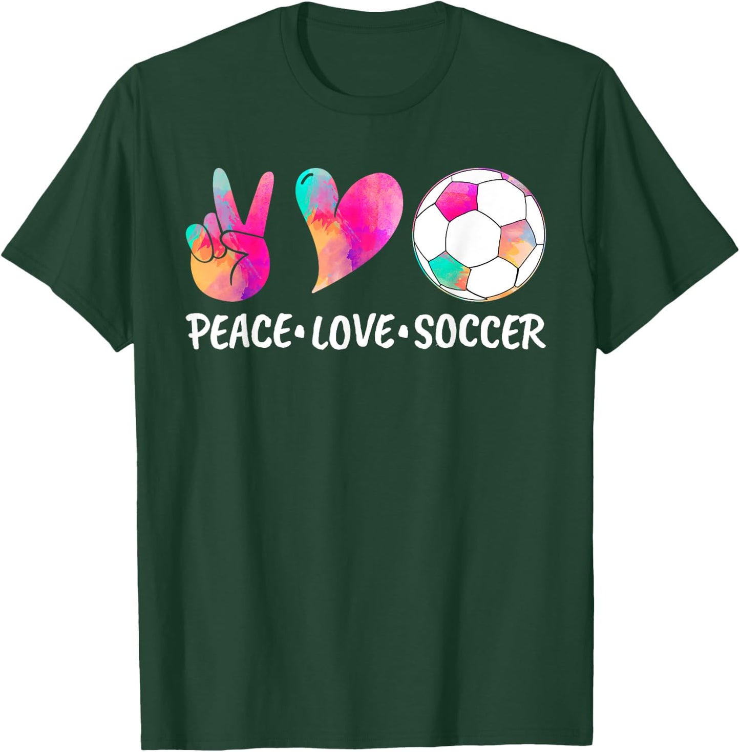 Soccer & Girls, Tie Dye Peace Love Soccer T-Shirt - T-Shirt | Forest