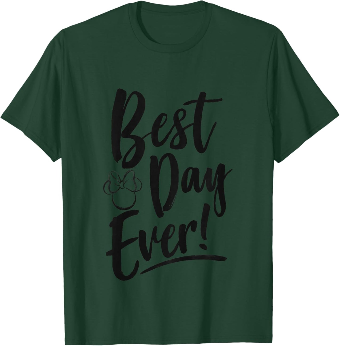 Kids Disney Minnie Mouse Best Day Ever! Small Head Outline Youth T-Shirt - T-Shirt | Forest