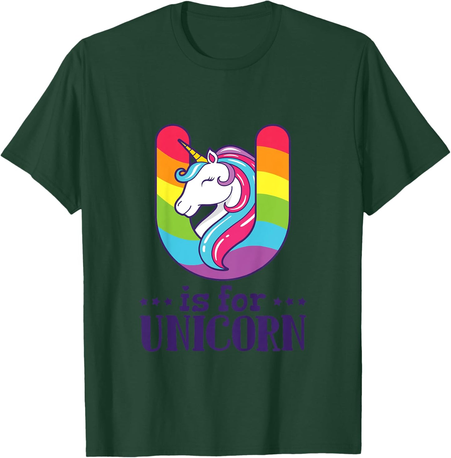 U Is For Unicorn Alphabet T-Shirt - T-Shirt | Forest