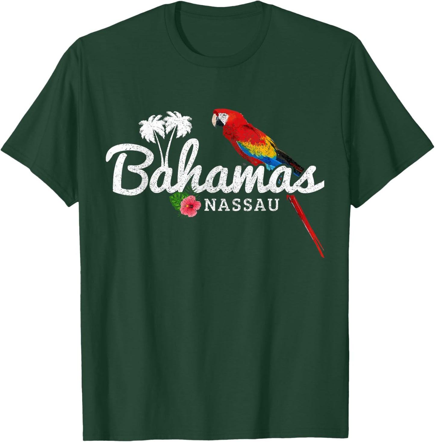 Bahamas Nassau Parrot Tropical Plants Vintage Bahamas T-Shirt - T-Shirt | Forest
