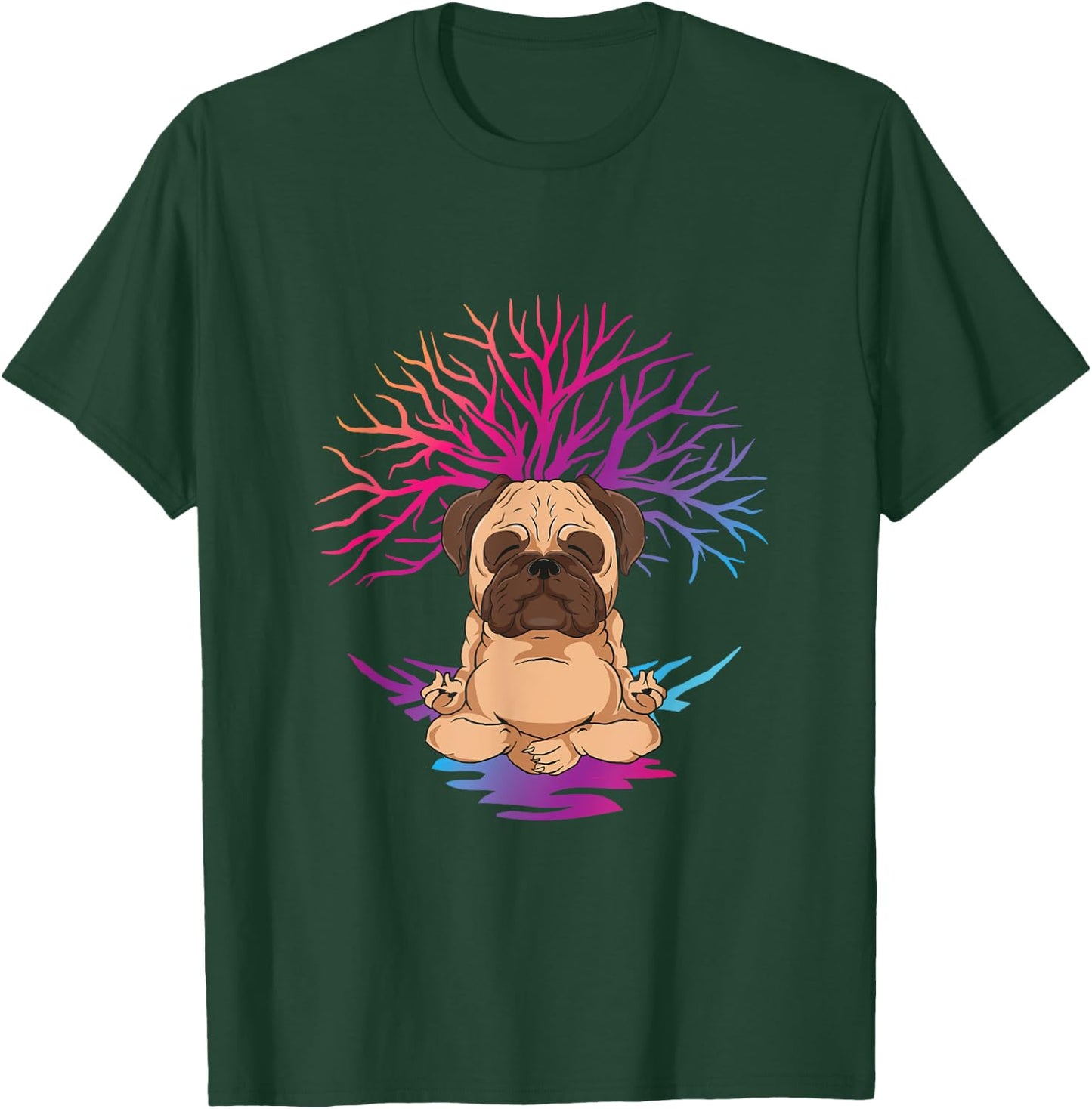 Yoga Pug for meditating dog owner Women Kids T-Shirt - T-Shirt | Forest