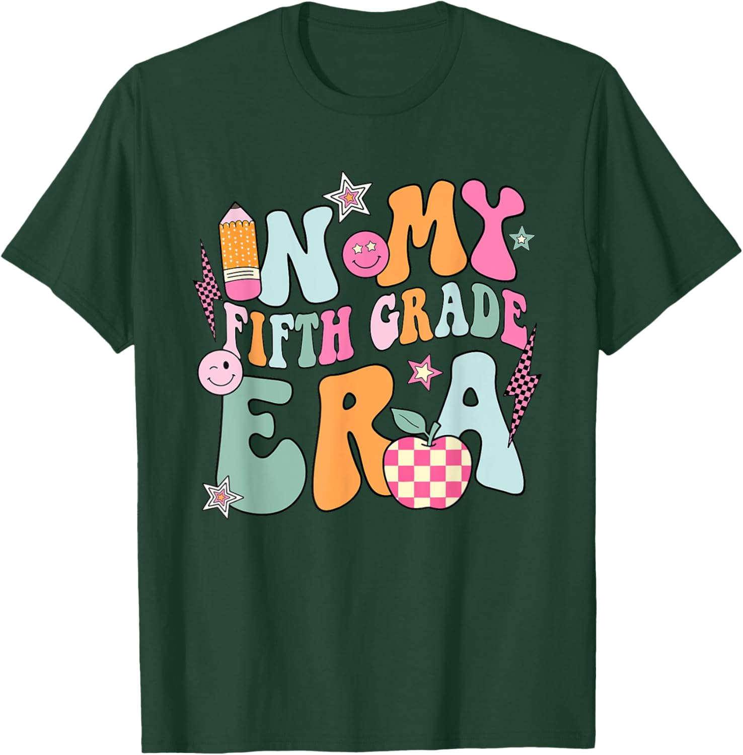 In My Fifth Grade Era Back To School Retro Groovy 5th Grade T-Shirt - T-Shirt | Forest