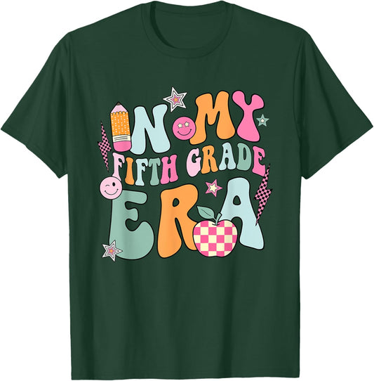 In My Fifth Grade Era Back To School Retro Groovy 5th Grade T-Shirt - T-Shirt | Forest