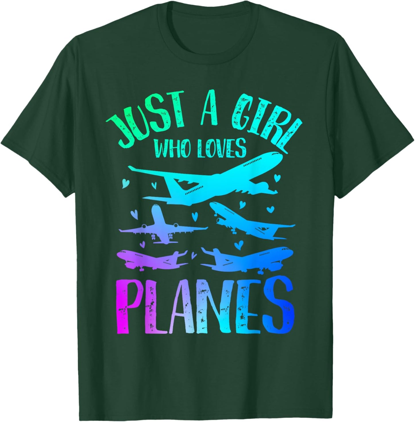 Just A Girl Who Loves Planes Women Girls Kids Plane Lovers T-Shirt - T-Shirt | Forest