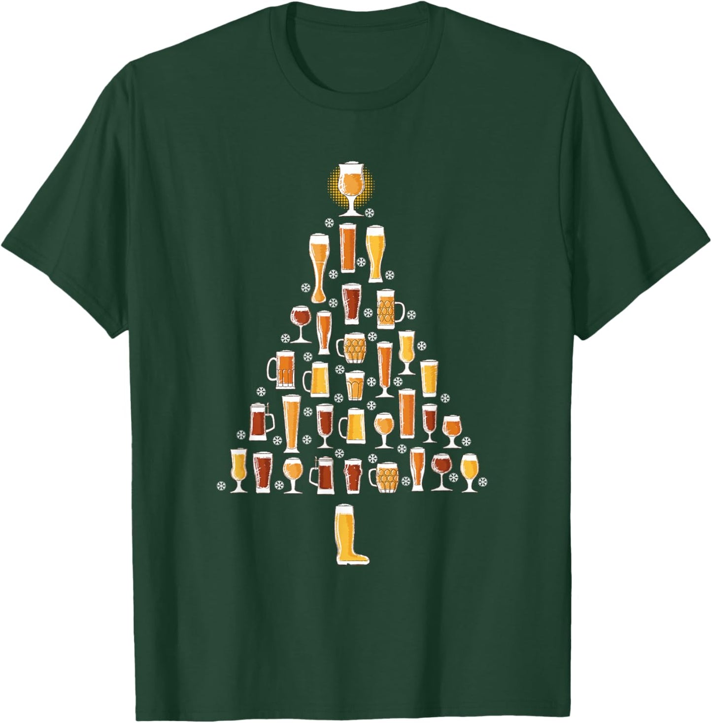 Beer Christmas Tree Men Women Beer Ugly Christmas T-Shirt - T-Shirt | Forest