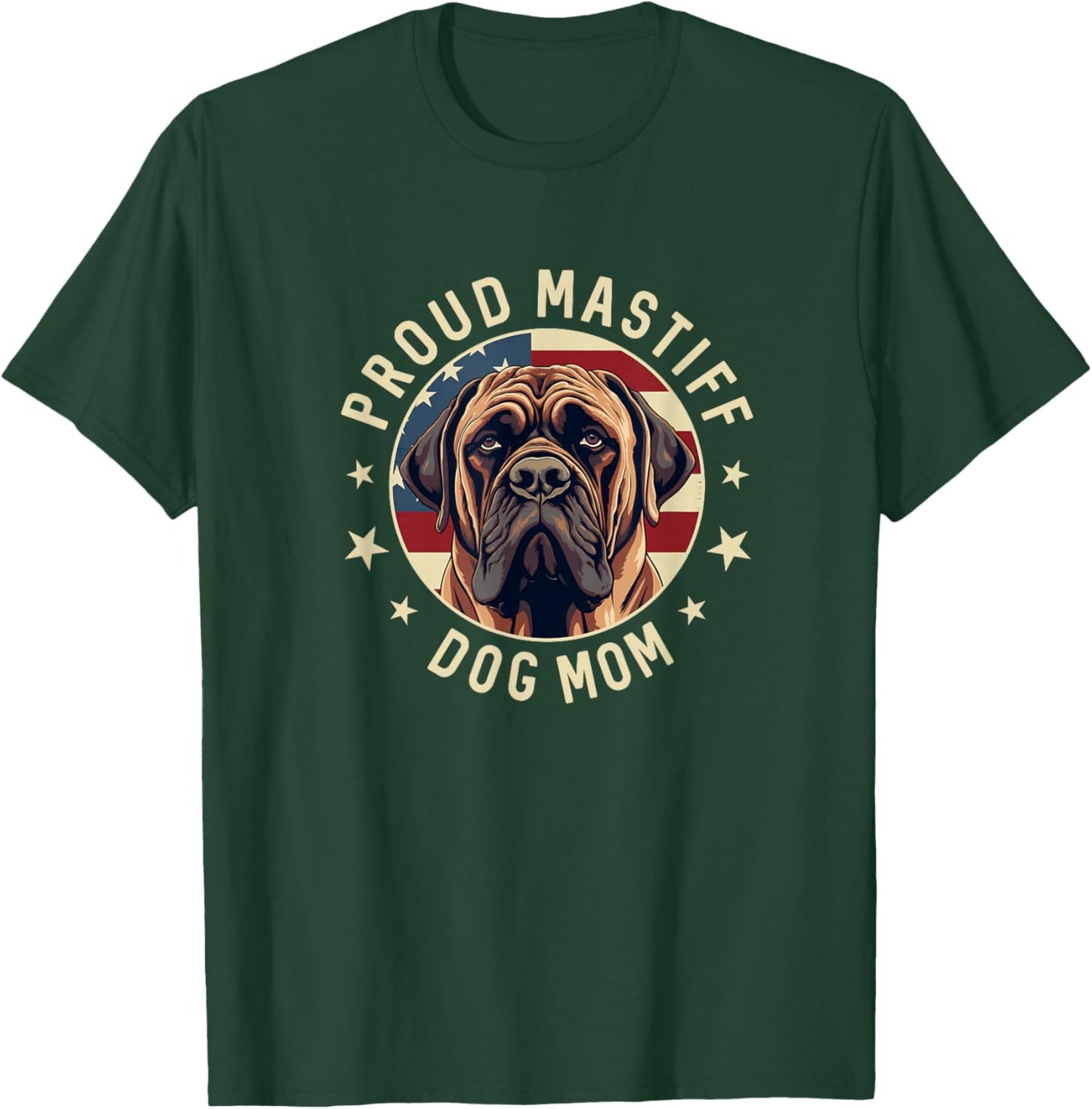 Proud Mastiff Mom American Flag Patriotic Mastiff Mom T-Shirt - T-Shirt | Forest