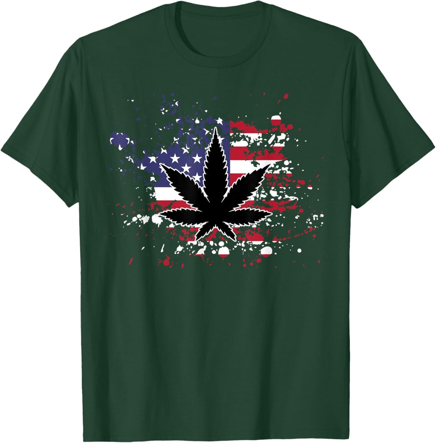 Weed American Flag 4th Of July Marjuana Patriotic Stoner Men T-Shirt - T-Shirt | Forest