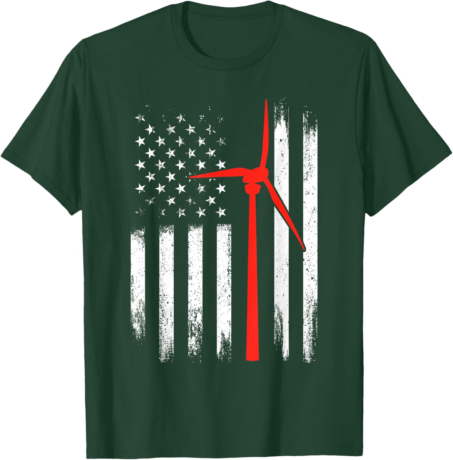 Wind Turbine Technician Shirt American Flag Gifts T-Shirt - T-Shirt | Forest