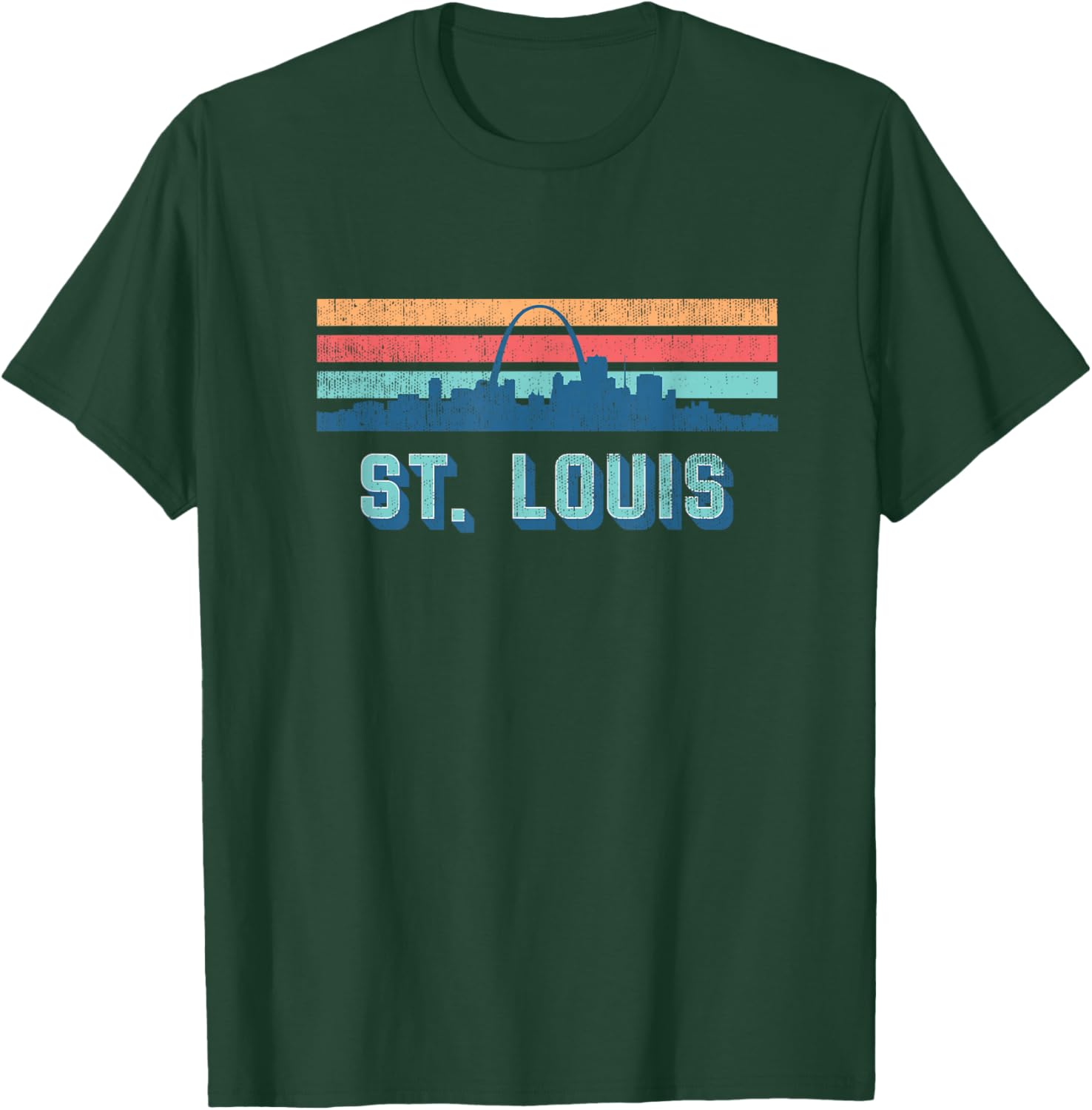 Retro STL, Retro Vintage Sunset St. Louis, Missouri STL 314 T-Shirt - T-Shirt | Forest