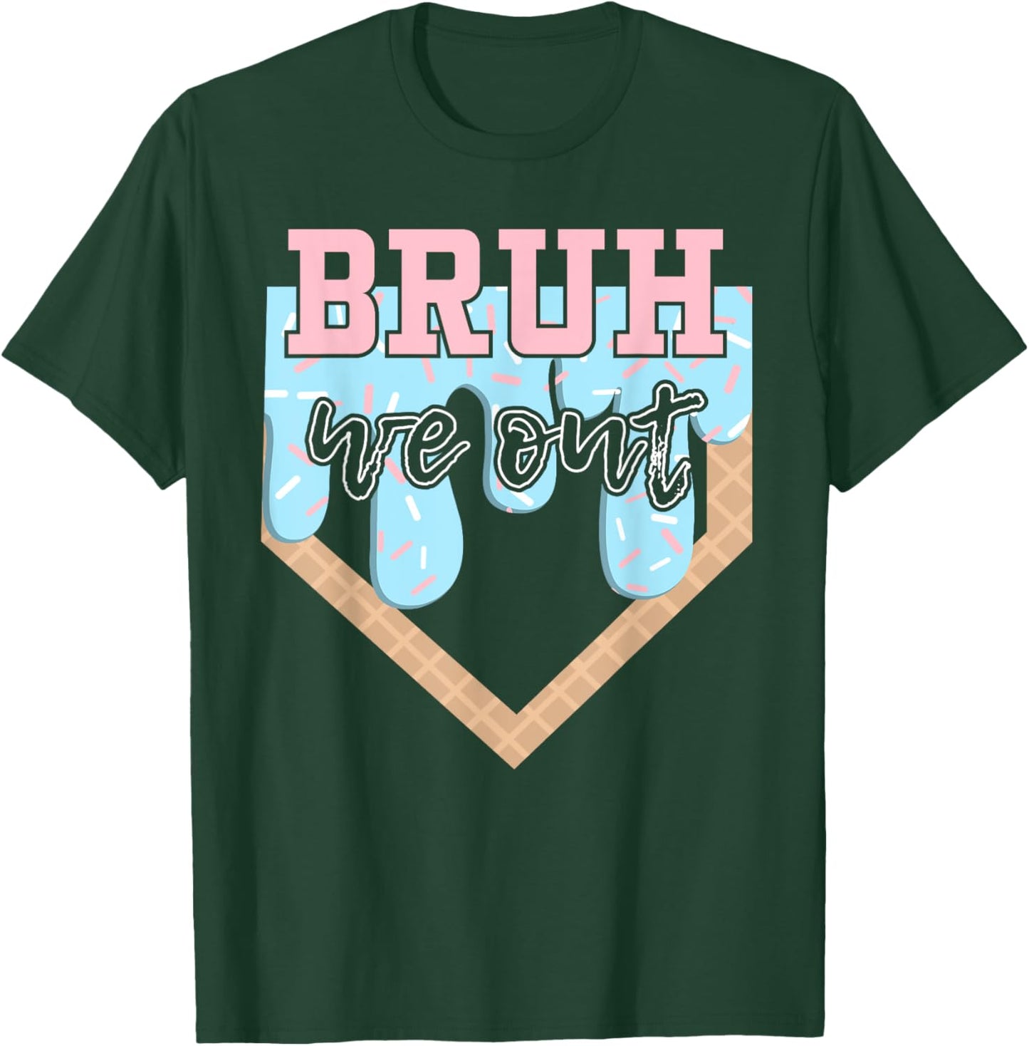 Bruh We Out Baseball Drip Boys Last Day Of School Summer T-Shirt - T-Shirt | Forest