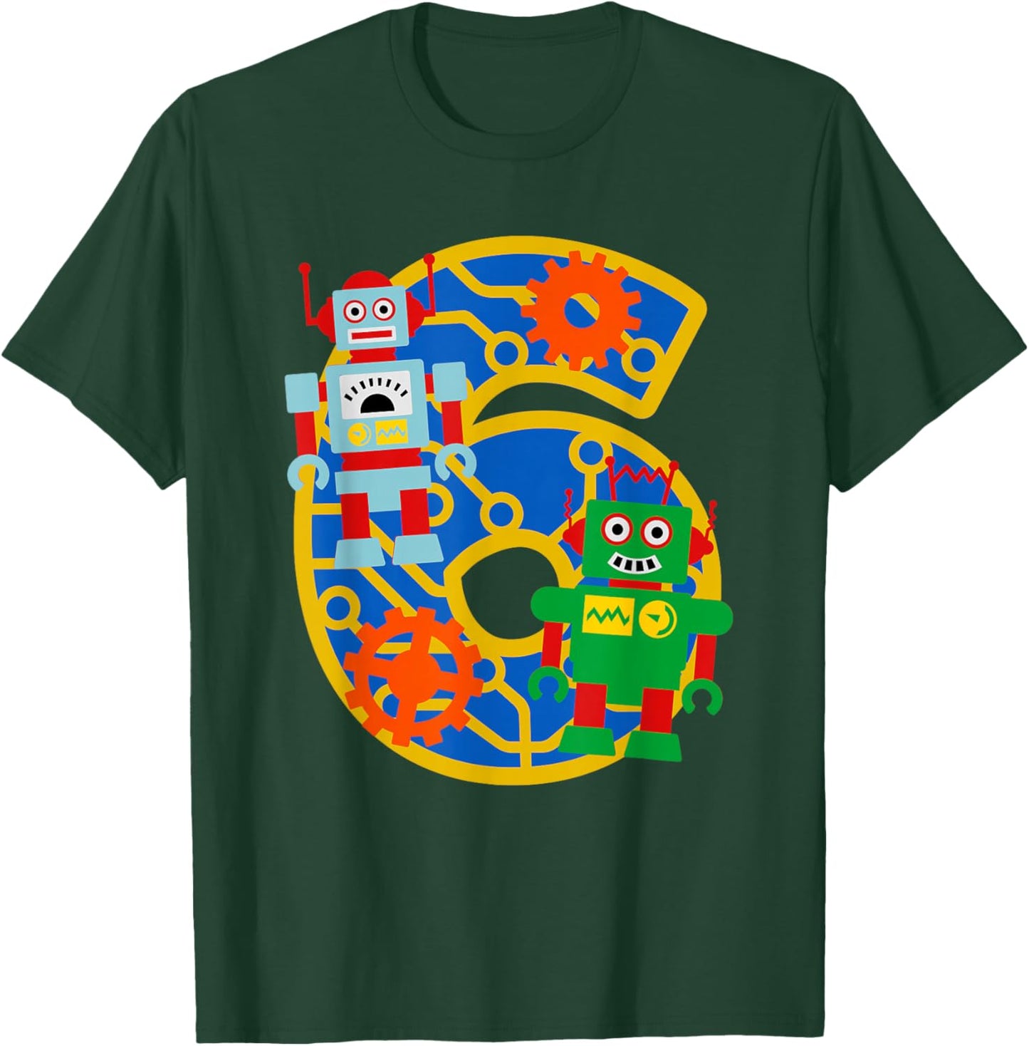 6th Birthday Boy 6 Year Old Little Robot Robotics Engineer T-Shirt - T-Shirt | Forest