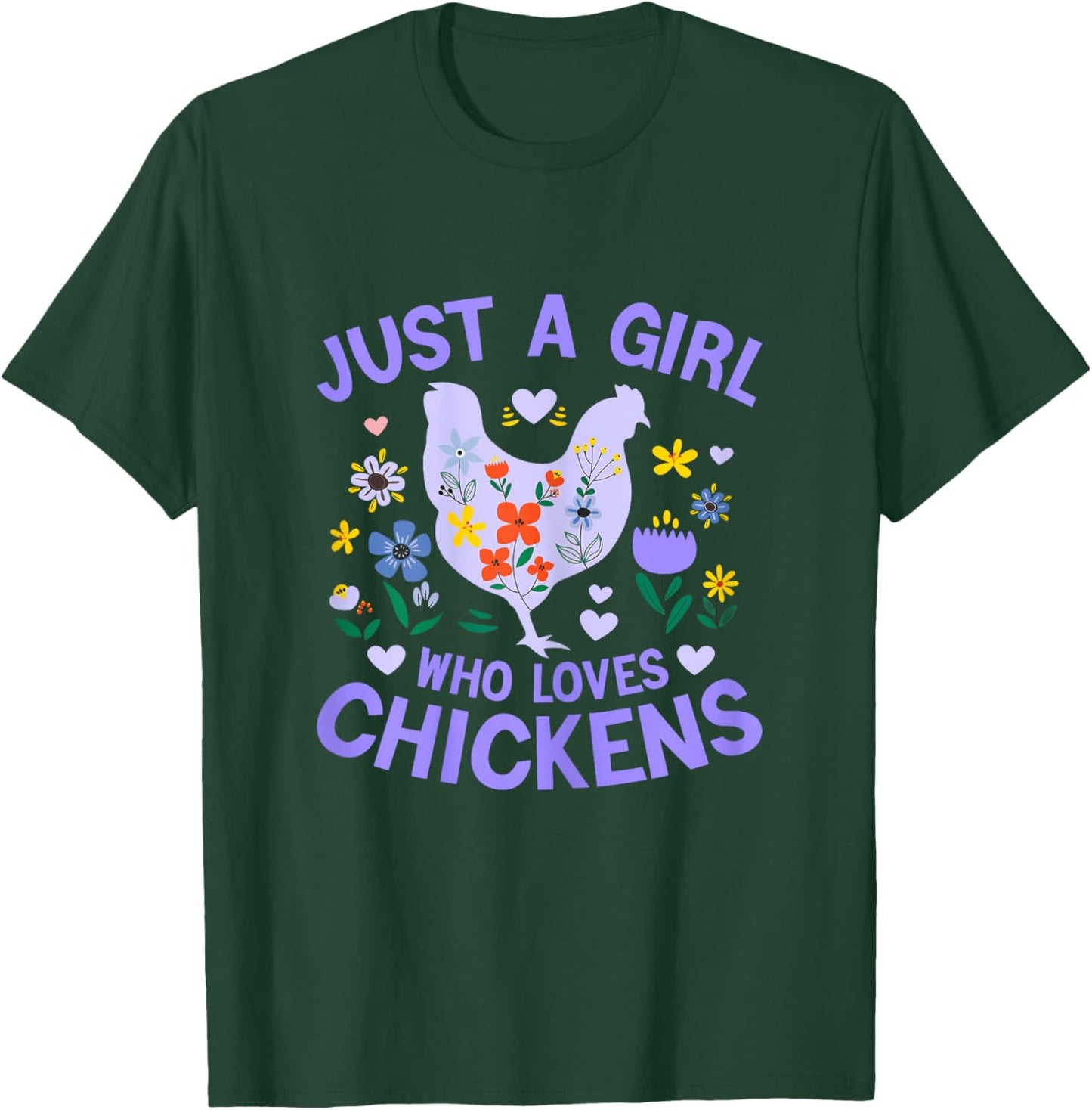 Just a Girl who Loves Chickens Shirt Cute Chicken Kids Women T-Shirt - T-Shirt | Forest