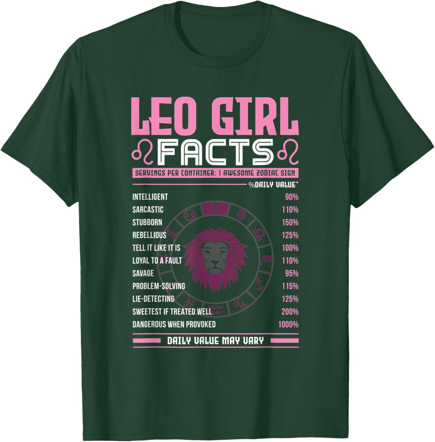 Leo Girl Zodiac Sign Facts Traits Horoscope Zodiac T-Shirt - T-Shirt | Forest