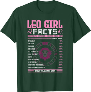 Leo Girl Zodiac Sign Facts Traits Horoscope Zodiac T-Shirt - T-Shirt | Forest