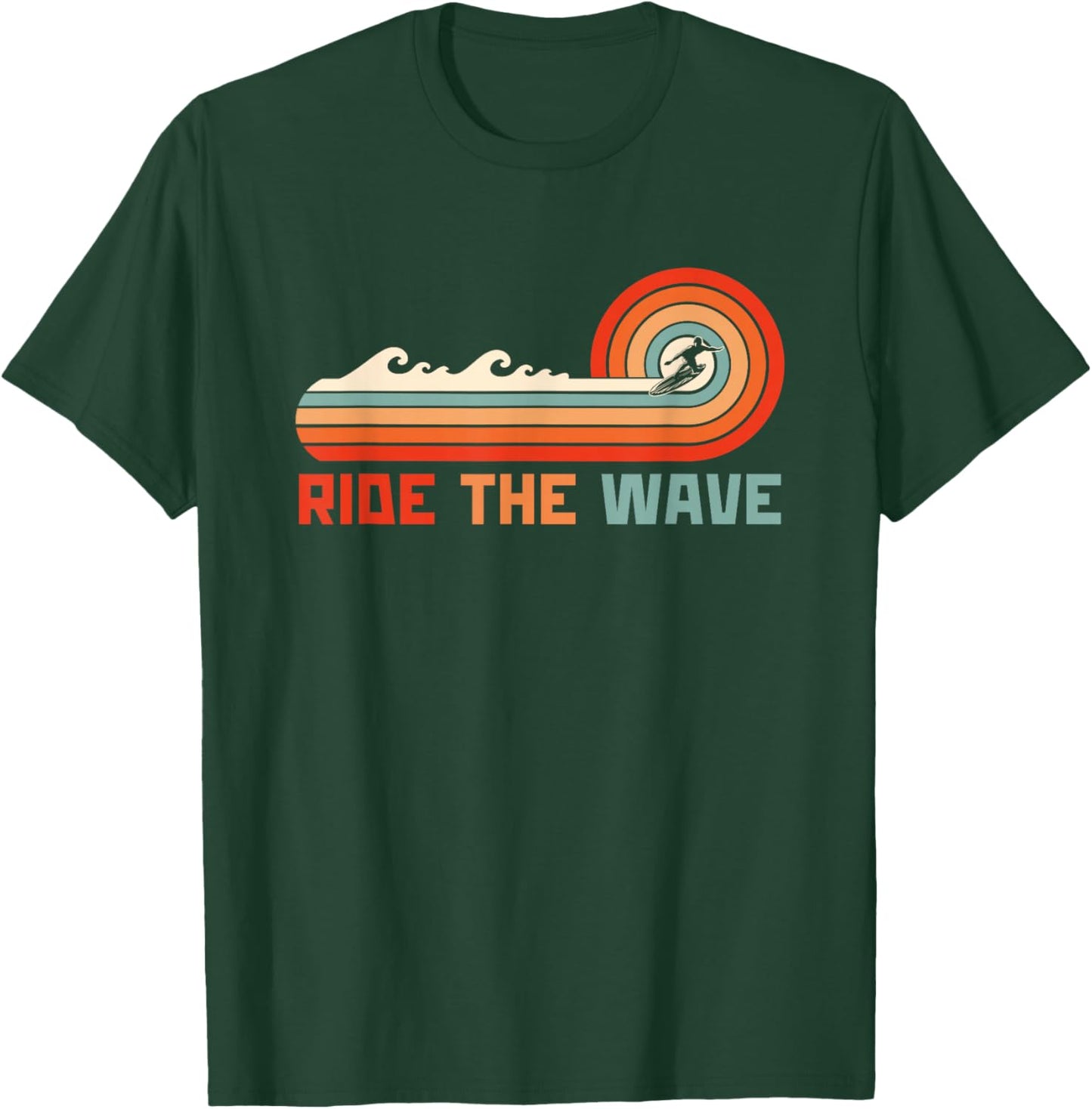 Ride The Wave Retro Surfer Surfing T-Shirt - T-Shirt | Forest