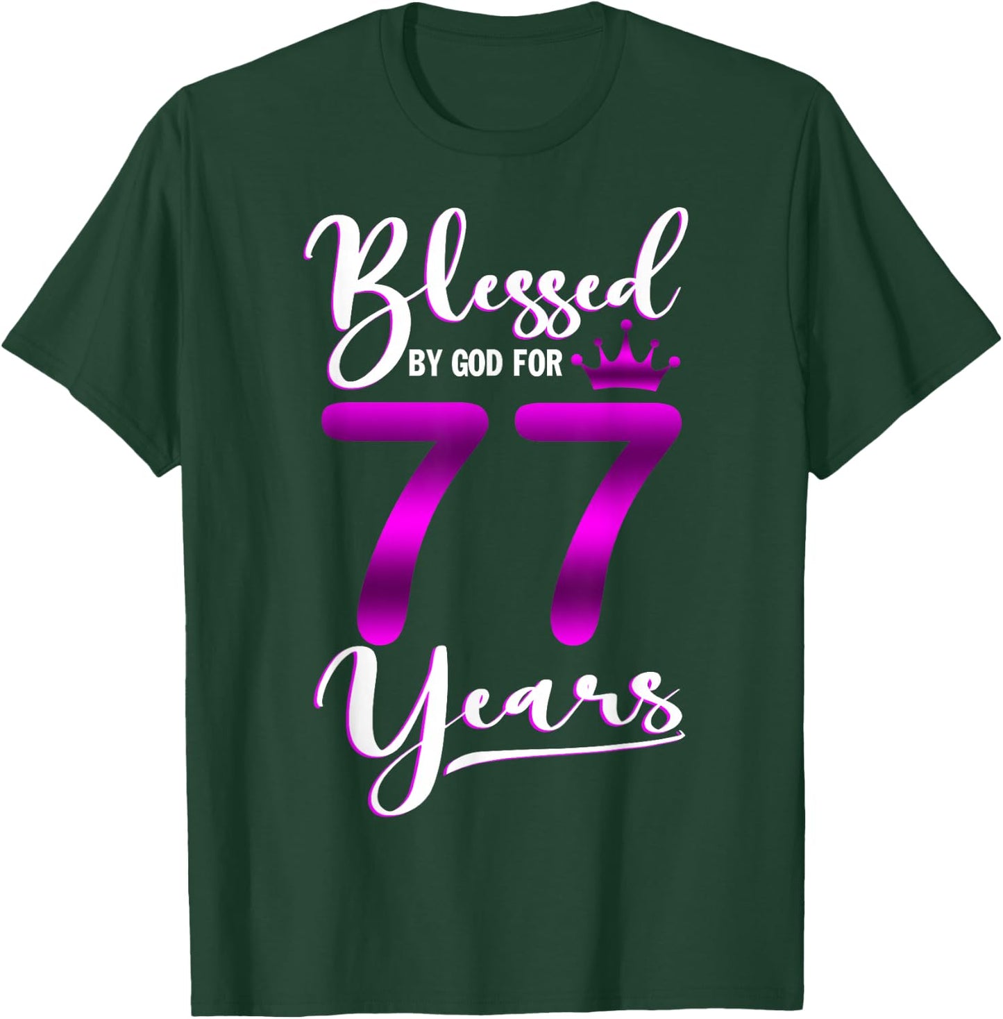 Vintage Blessed by God For 77 Years Old Happy 77th Birthday T-Shirt - T-Shirt | Forest