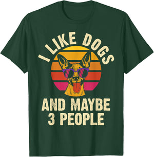 I like Dogs and maybe 3 people funny vintage dog themed gift Men Women Girls Kids T-Shirt - T-Shirt | Forest