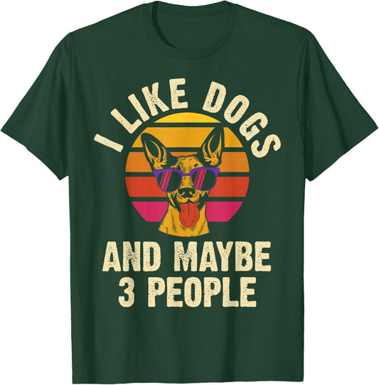 I like Dogs and maybe 3 people funny vintage dog themed gift Men Women Girls Kids T-Shirt - T-Shirt | Forest