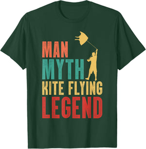 Man Myth Kite Flying Legend Kite Climbing Stunt Kite -Adults Black Short Sleeve Small T-Shirt - T-Shirt | Forest