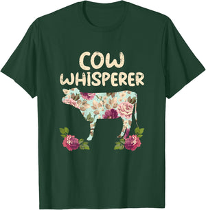 Cow Whisperer Flower Funny Farming Farm Animal Farmer Gift T-Shirt - T-Shirt | Forest
