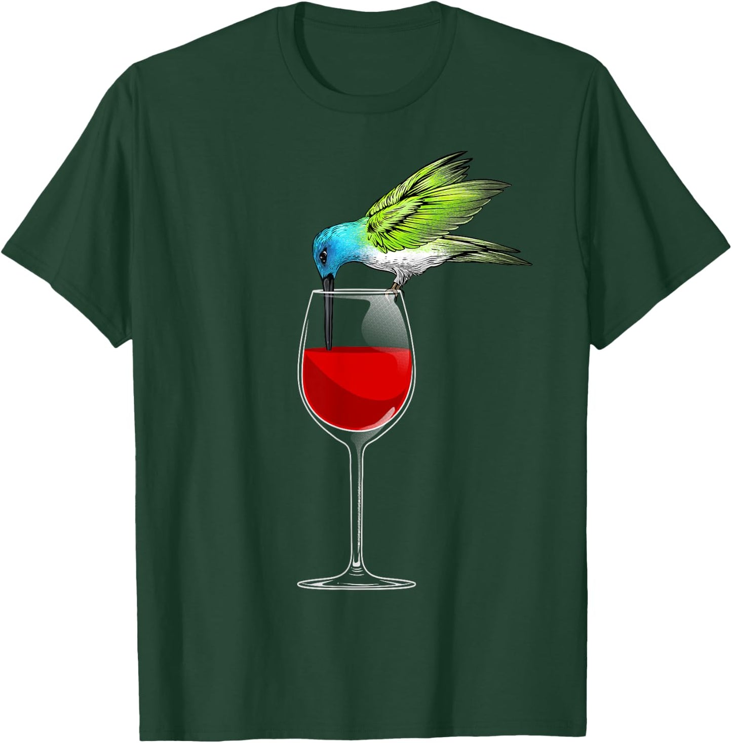 Cool Hummingbird Women Wine Glass Animal Bird Lover T-Shirt - T-Shirt | Forest