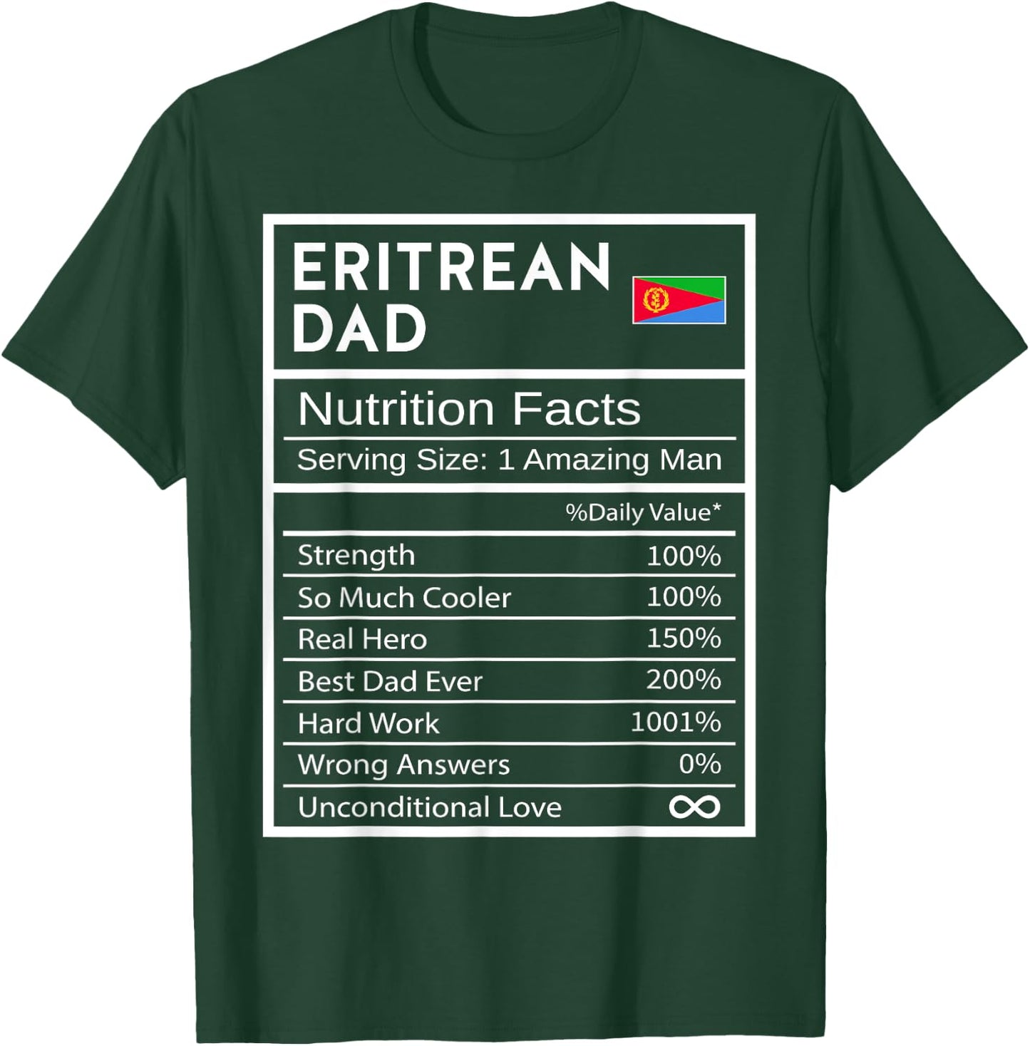 Eritrean Dad Nutrition Facts National Pride Gift Dad T-Shirt - T-Shirt | Forest