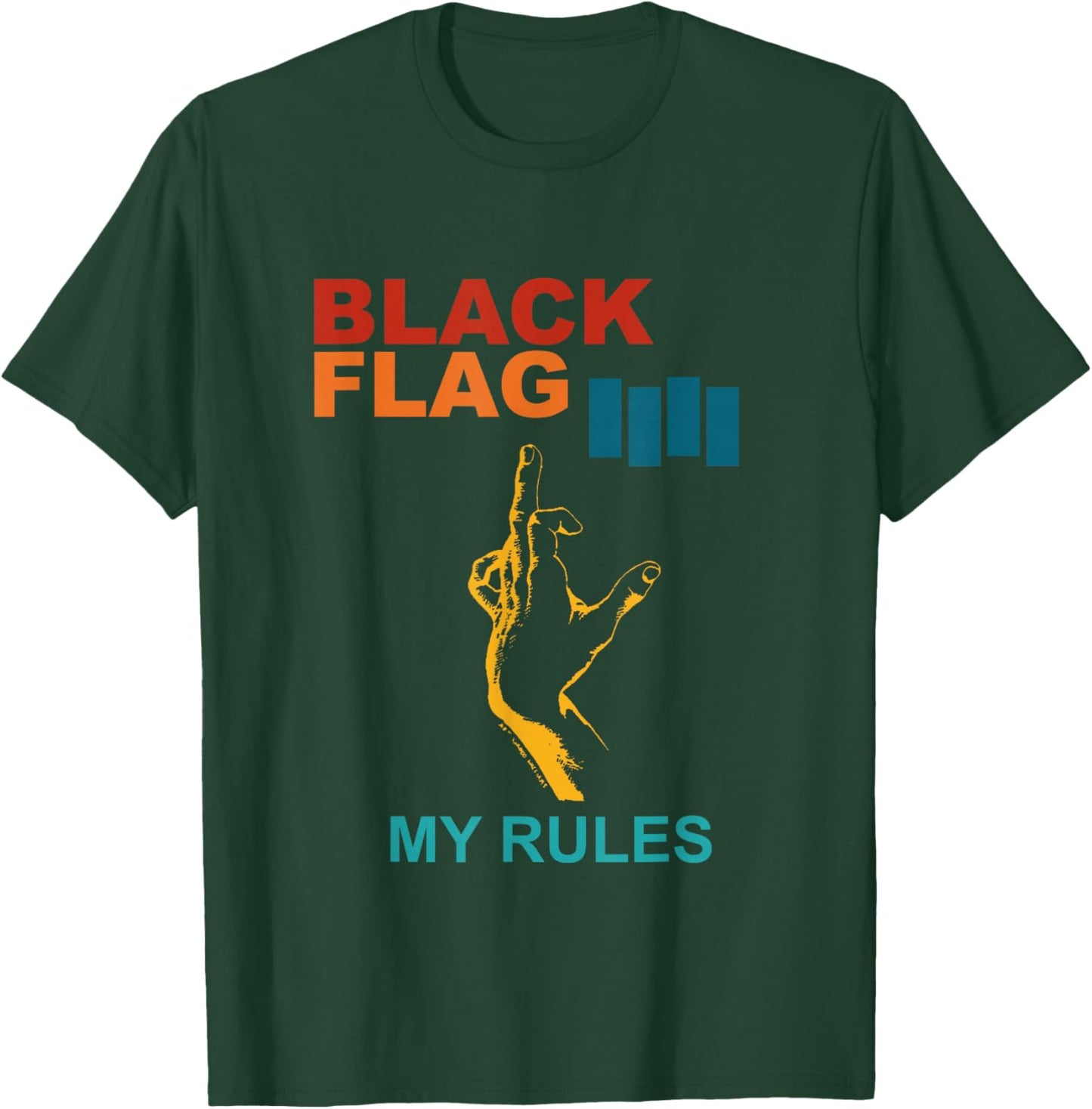 Black Flag My Rules Retro T-Shirt - T-Shirt | Forest