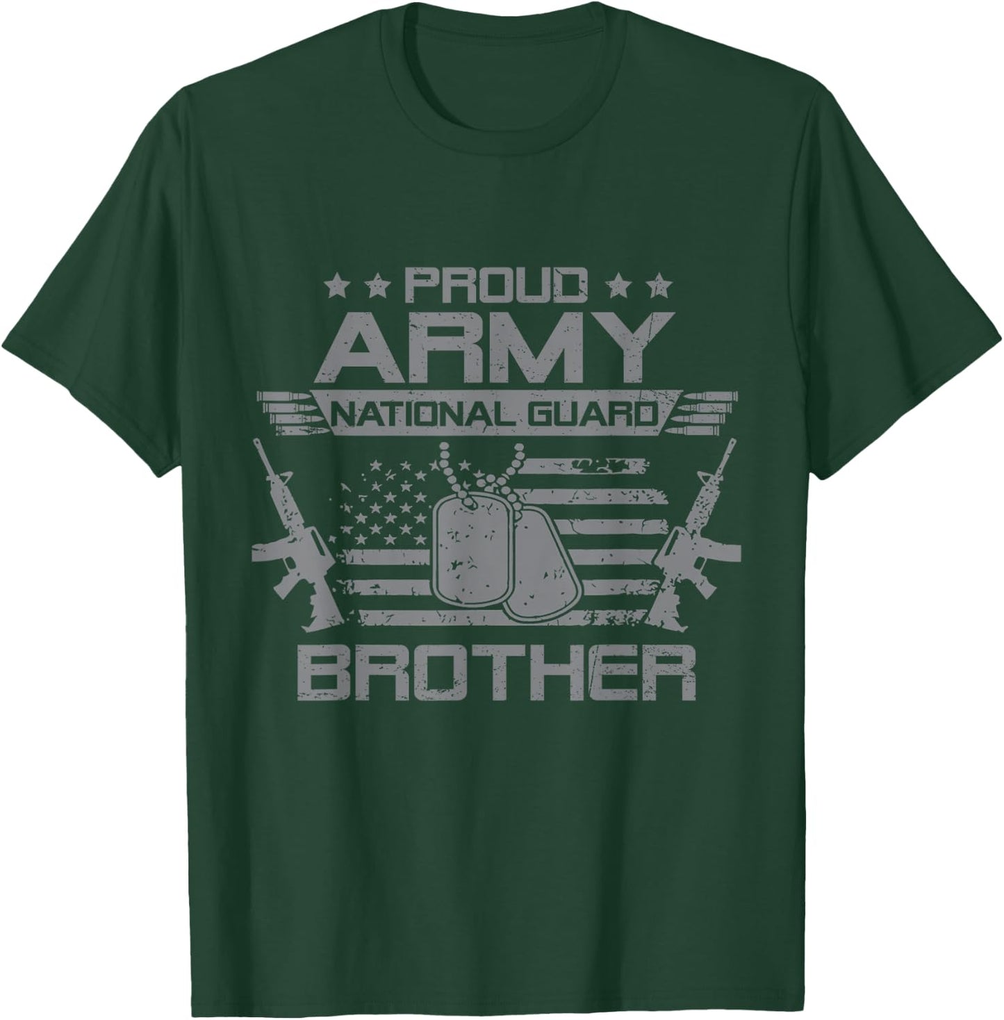 Proud Army National Guard Brother Flag USA Military Veteran T-Shirt - T-Shirt | Forest