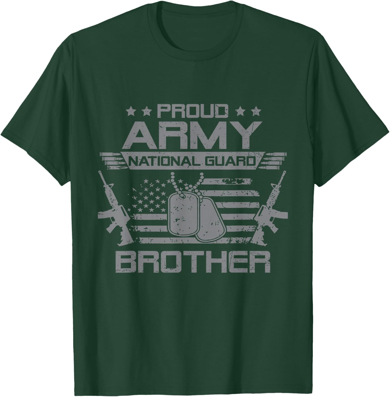 Proud Army National Guard Brother Flag USA Military Veteran T-Shirt - T-Shirt | Forest