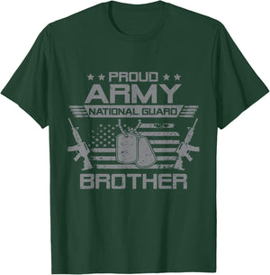 Proud Army National Guard Brother Flag USA Military Veteran T-Shirt - T-Shirt | Forest
