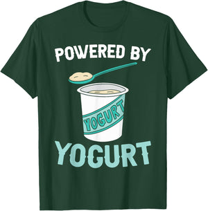 Funny Powered By Yogurt Shirt Dairy Products T-Shirt - T-Shirt | Forest