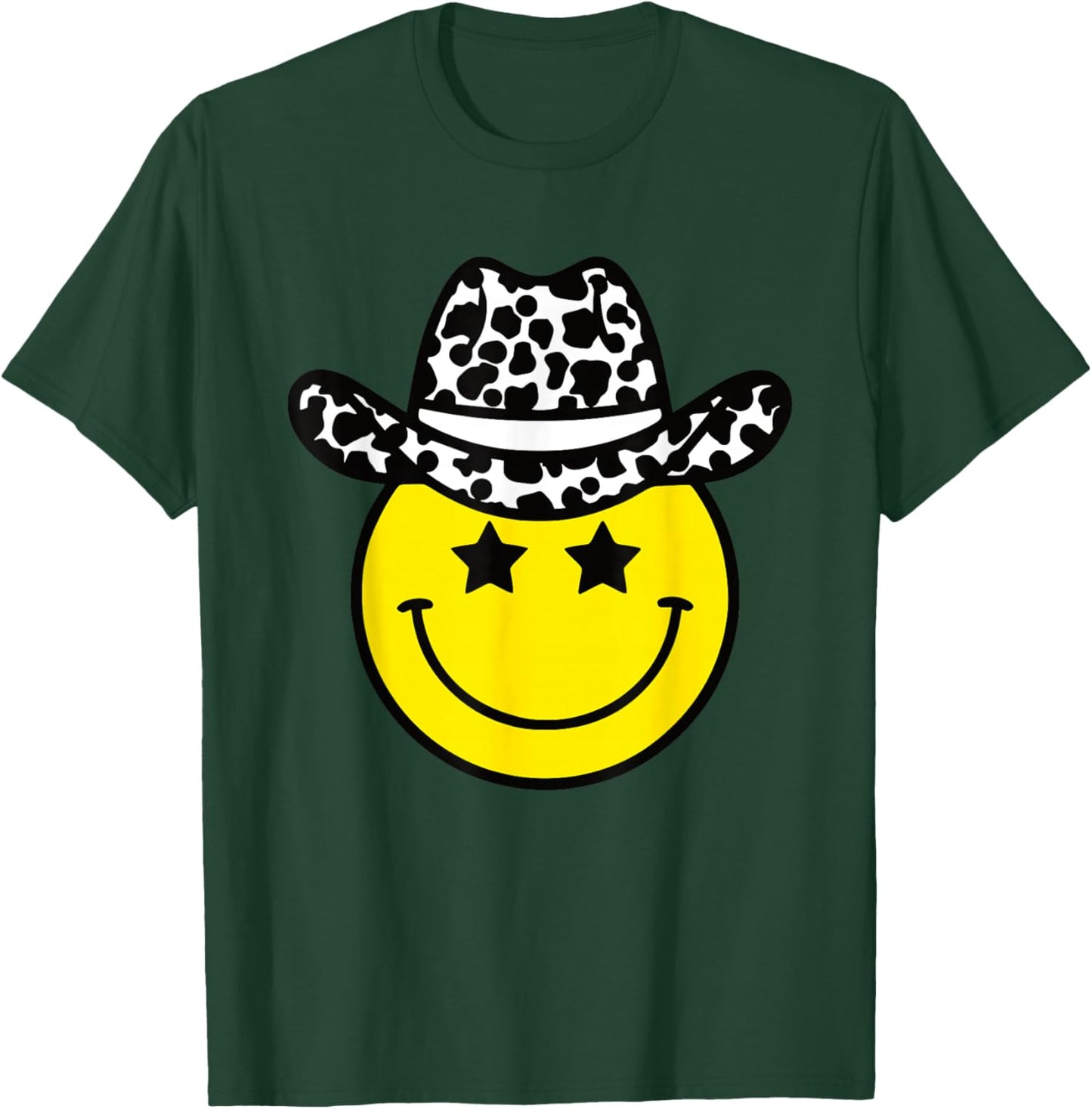 Cute Western Country Cowgirl hat Star Yellow Smile Face Girl T-Shirt - T-Shirt | Forest