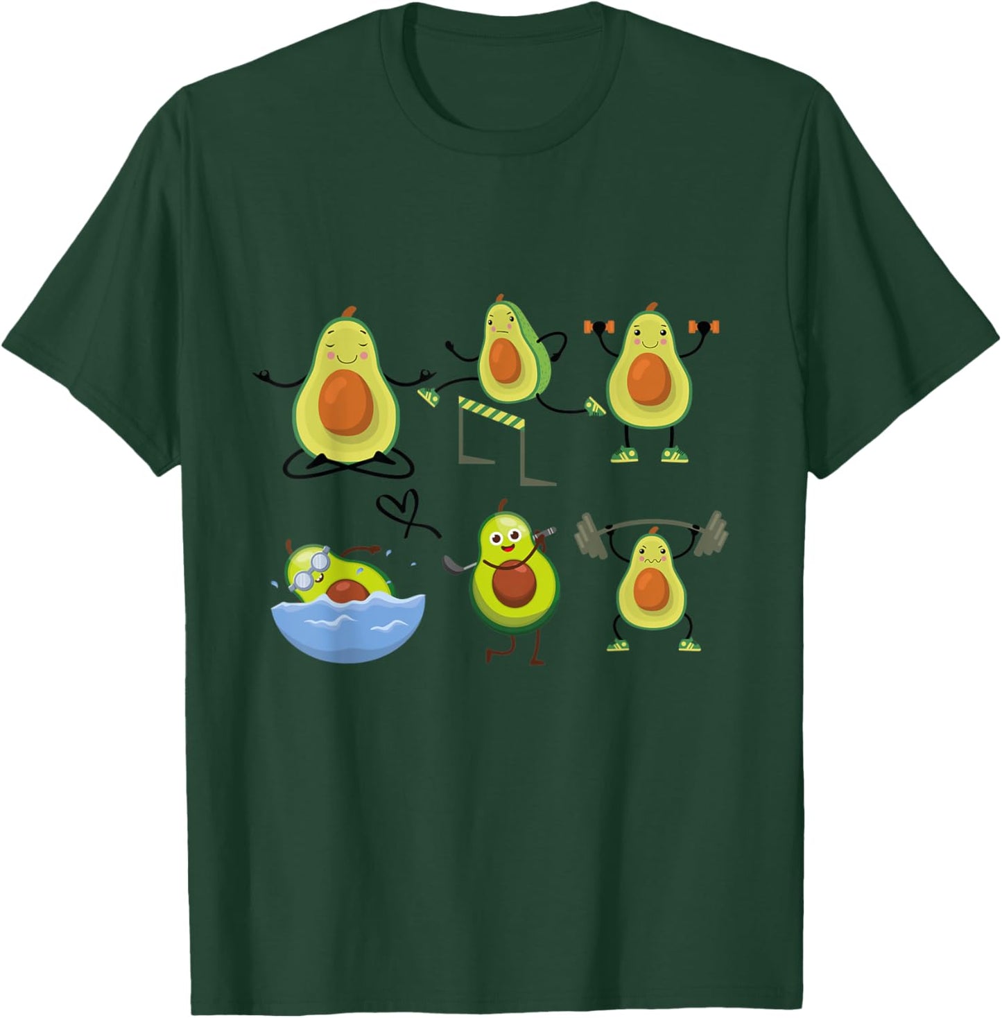Funny Avocado Yoga Fitness Funny Exercising Gym Avocado T-Shirt - T-Shirt | Forest