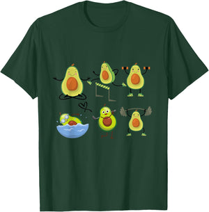 Funny Avocado Yoga Fitness Funny Exercising Gym Avocado T-Shirt - T-Shirt | Forest