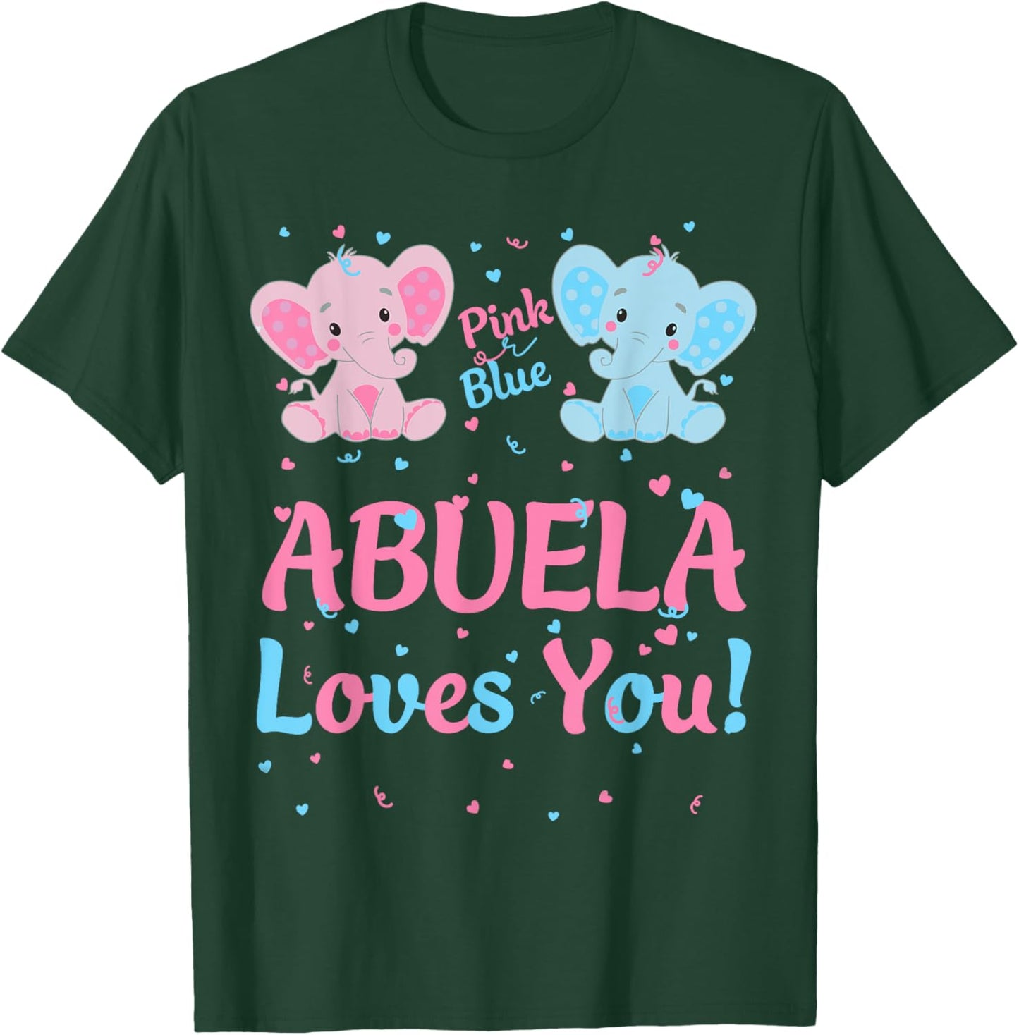 Abuela Gender Reveal Pink or Blue Matching Family Elephant T-Shirt - T-Shirt | Forest