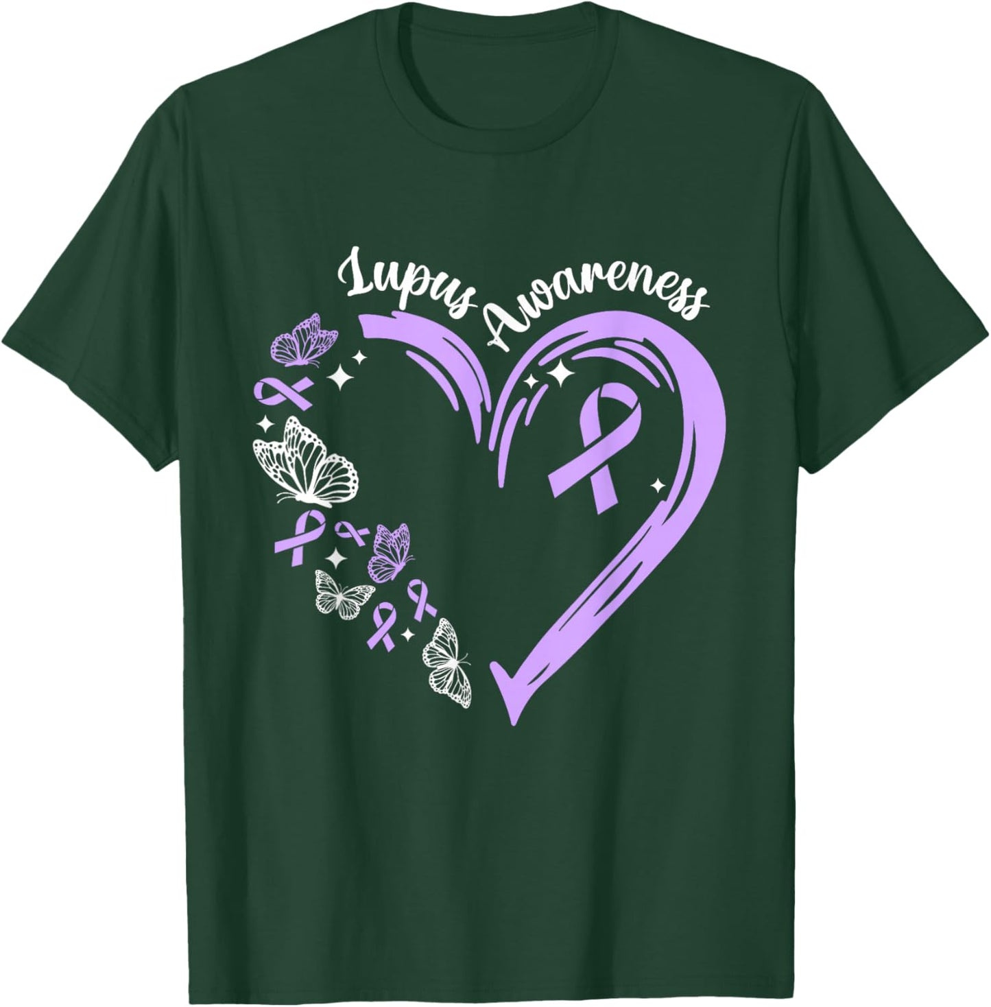 Lupus Awareness Purple Ribbon Heart Lupus Awareness Month T-Shirt - T-Shirt | Forest