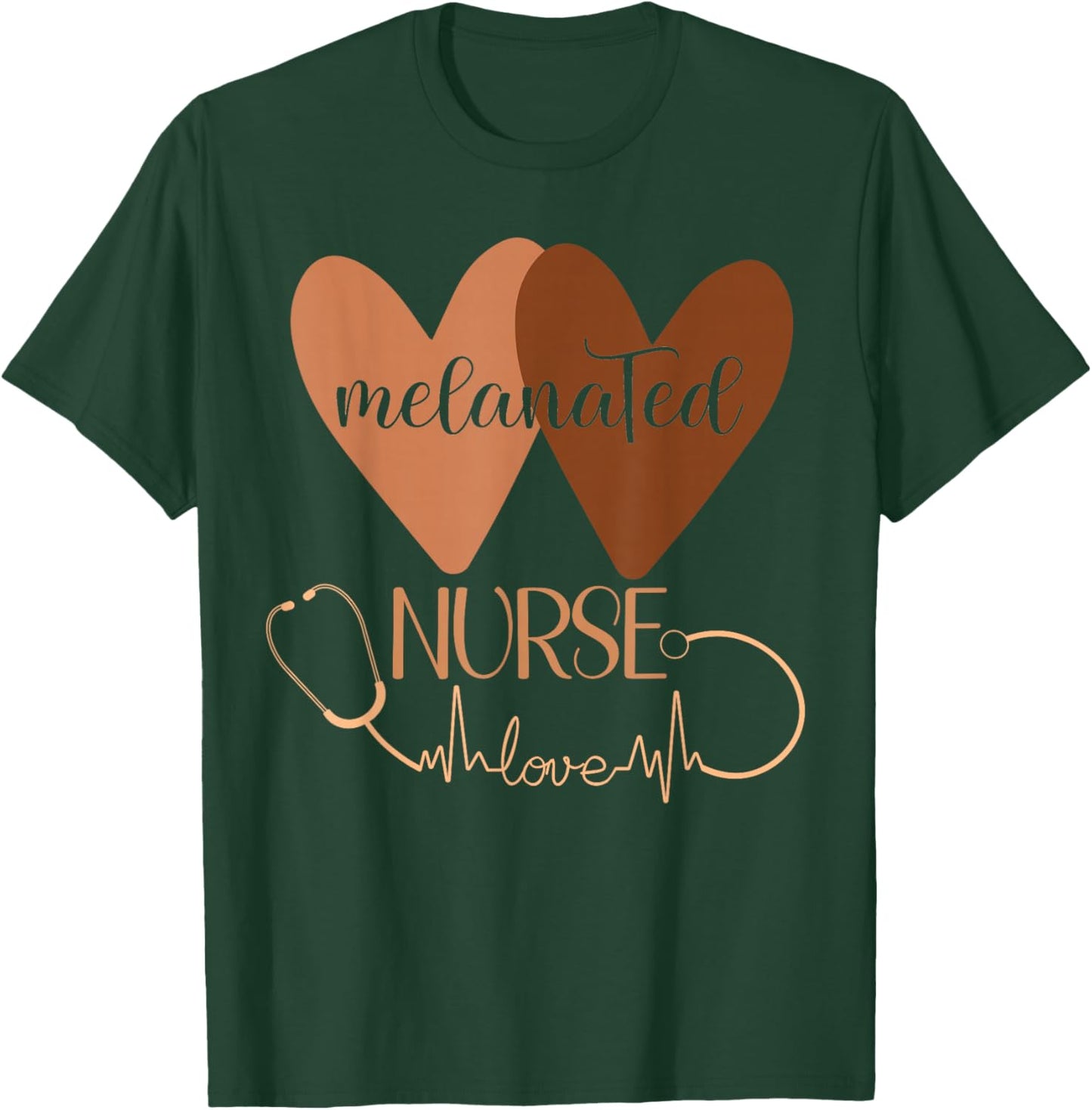 Black Nurse Melanated Woman Black History Month Nursing Crew T-Shirt - T-Shirt | Forest