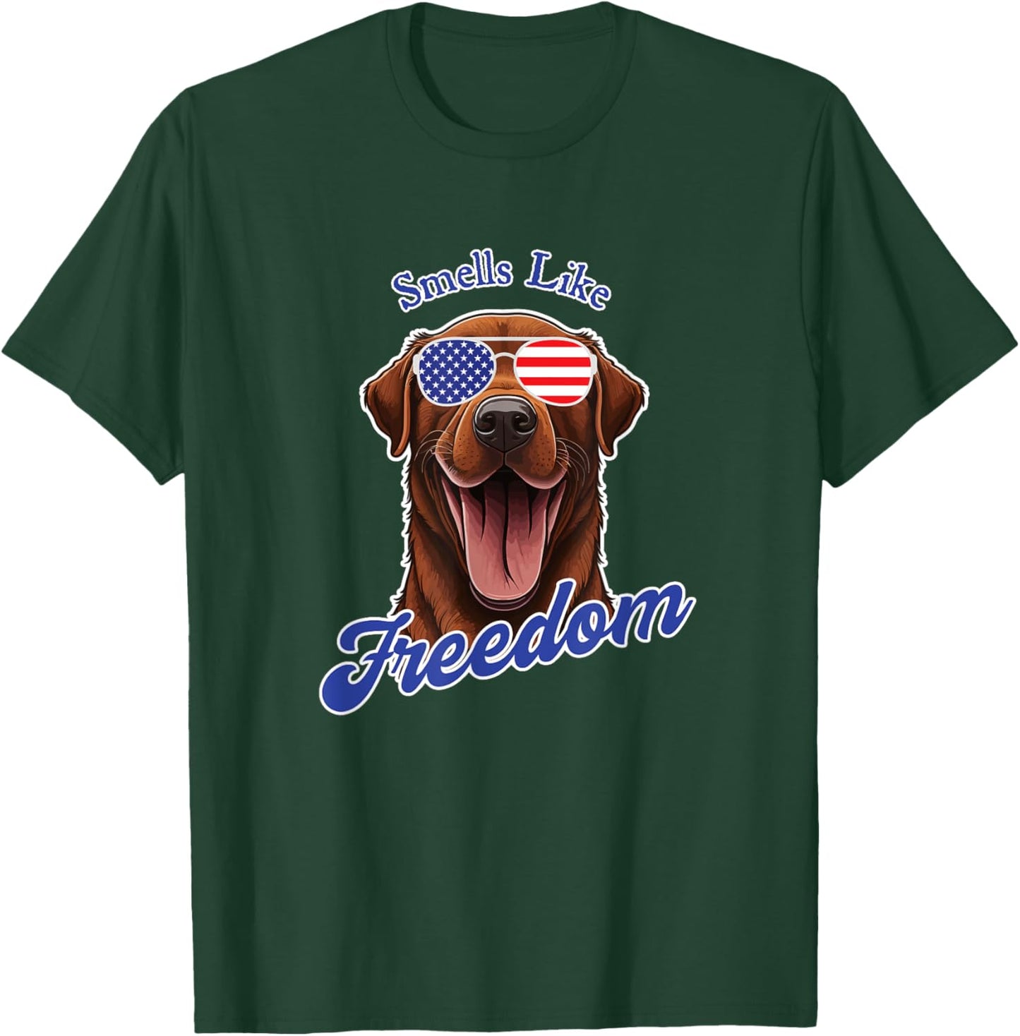 Chocolate Lab American Flag Patriotic 4th of July Vintage Women Men T-Shirt - T-Shirt | Forest