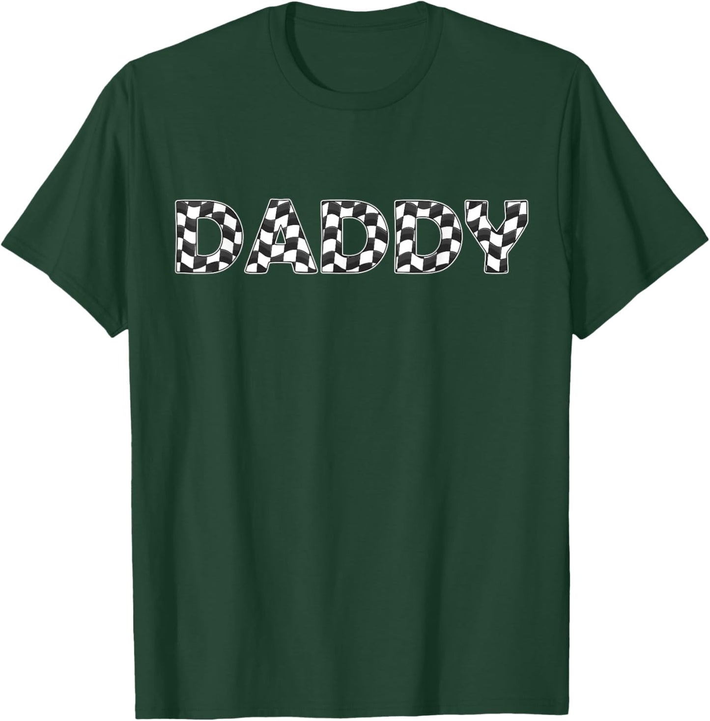 Checkered race car Daddy White Black Checkerboard men Flag T-Shirt - T-Shirt | Forest