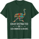 Easily Distracted By Cassowaries & Books Lover Gift Ostrich T-Shirt - T-Shirt | Forest