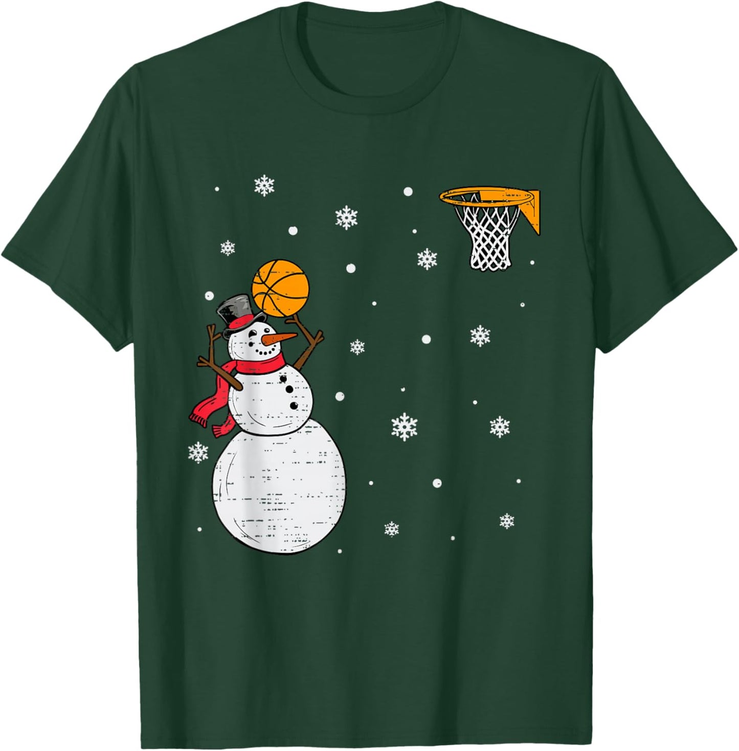 Funny Snowman Basketball Christmas Xmas Sports Men Boys Kids T-Shirt - T-Shirt | Forest