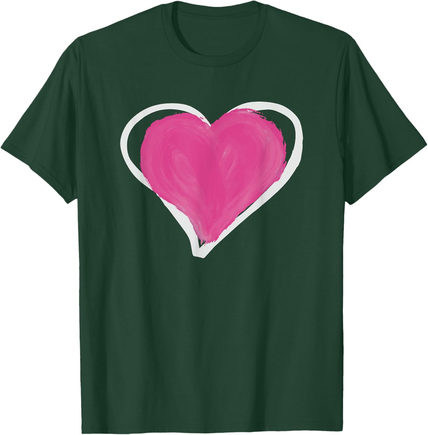 Pink and White Heart, Double Heart Valentine T-Shirt - T-Shirt | Forest