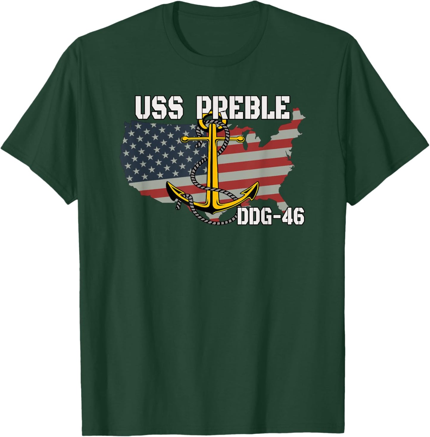 USS Preble DDG-46 Destroyer Veterans Day Father Grandpa Dad T-Shirt - T-Shirt | Forest