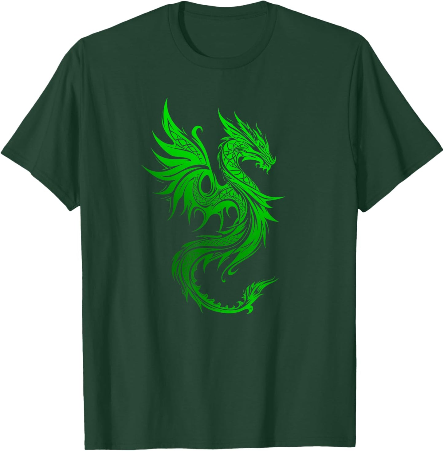 Beautiful Celtic Irish Green Tribal Dragon Fantasy Art T-Shirt - T-Shirt | Forest