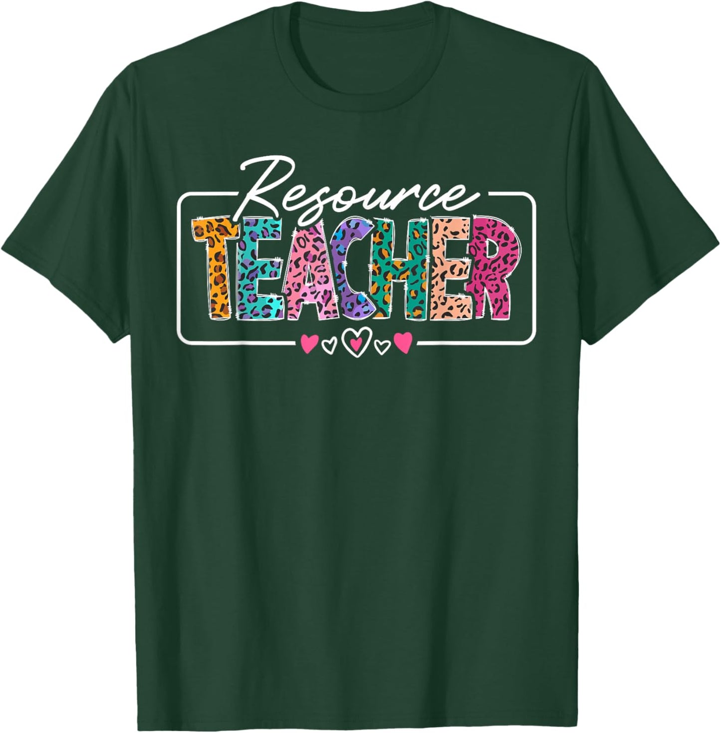 Resource Teacher Appreciation Heart Leopard Women T-Shirt - T-Shirt | Forest