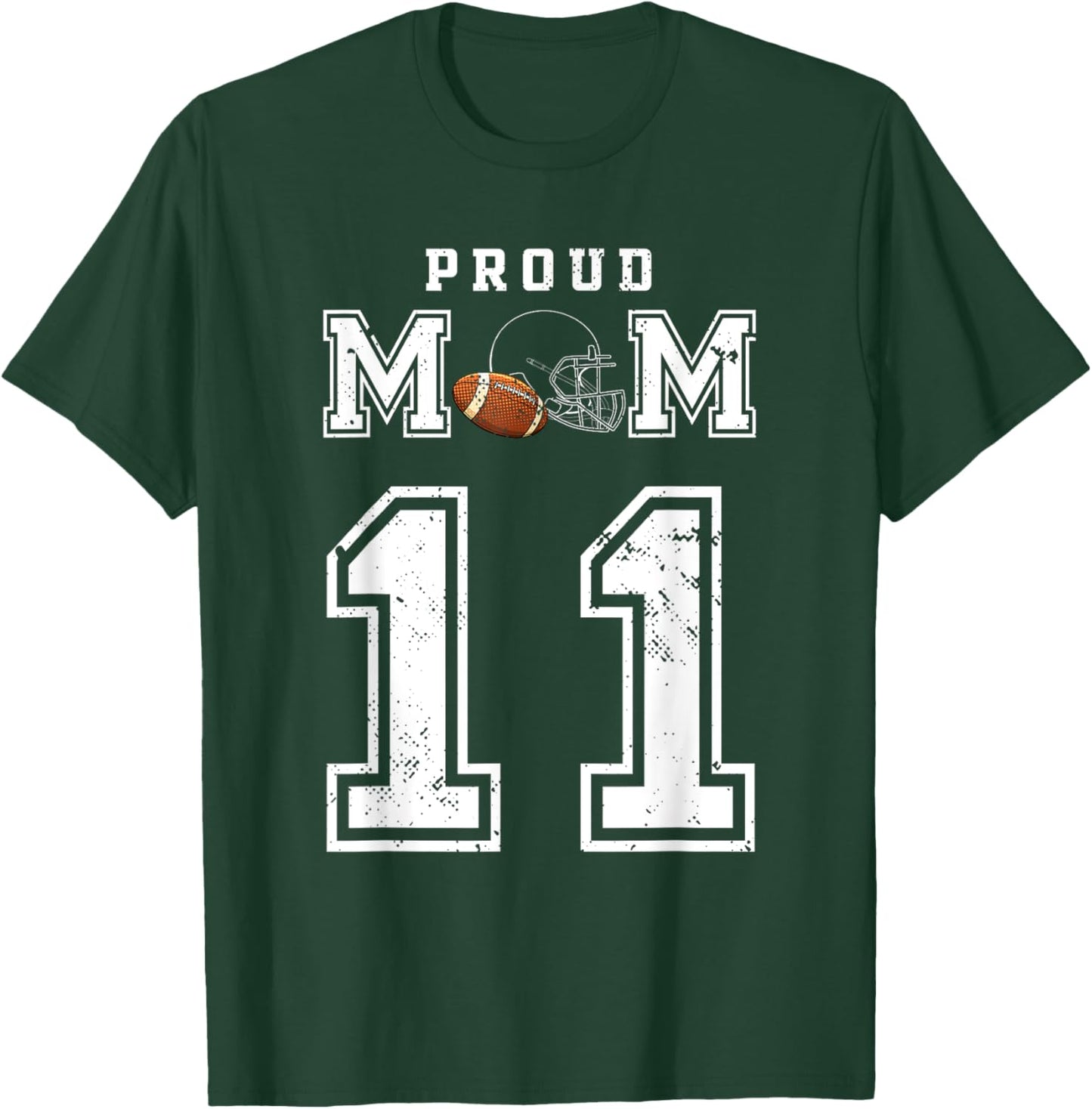 Custom Proud Football Mom Number 11 Personalized T-Shirt - T-Shirt | Forest