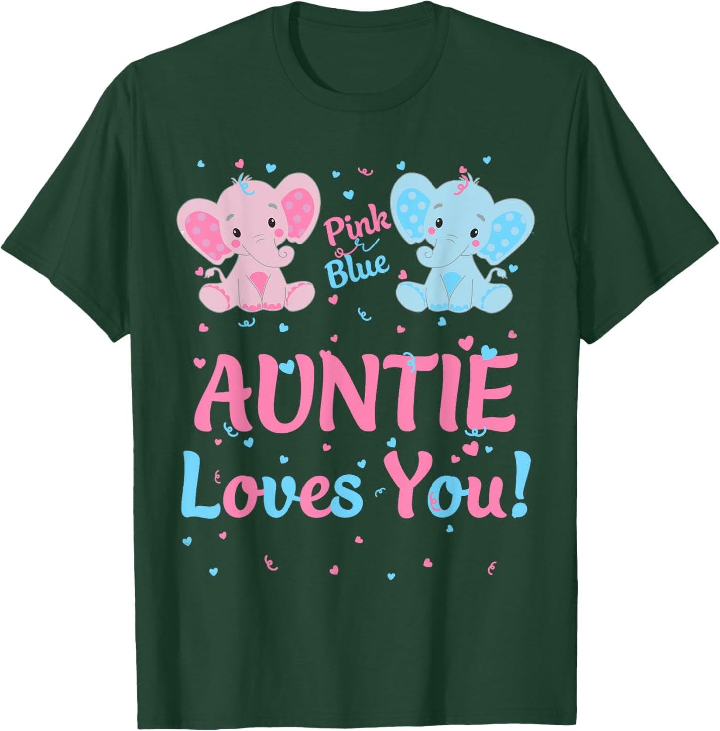 Auntie Gender Reveal Elephant Pink Blue Matching Family Aunt T-Shirt - T-Shirt | Forest